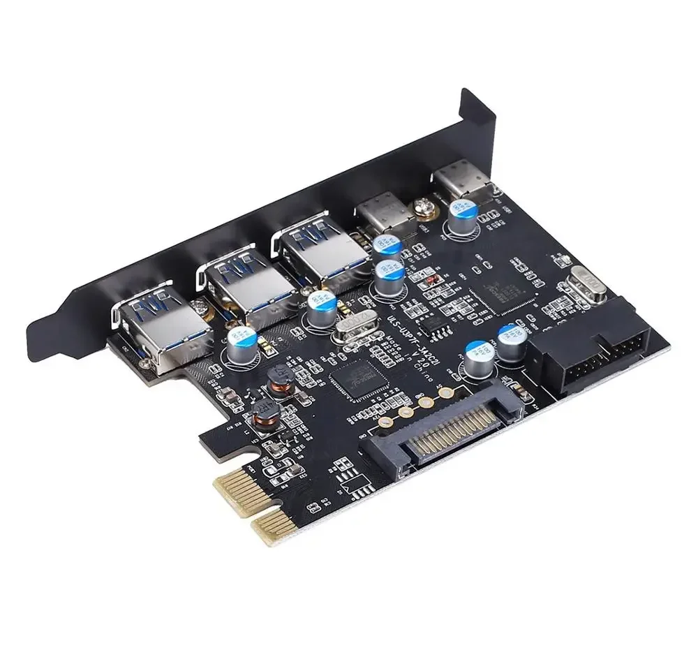 

Карта PCI Express с 3 портами USB 3.0, 2 портами USB 3.1 Type-C, внутренний USB 3.0 20PIN, 7-портовый USB-хаб, конвертер PCIe в Type-C