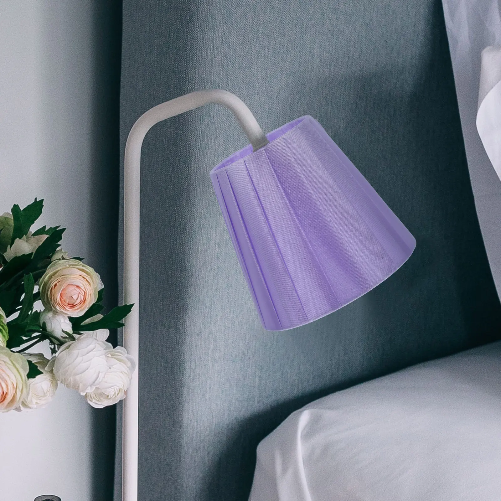 

2pcs Purple Clip on Lamp Shade Fabric Cloth Replacement Table Desk Floor Wall Shades Soft Lighting Lamp Accessories