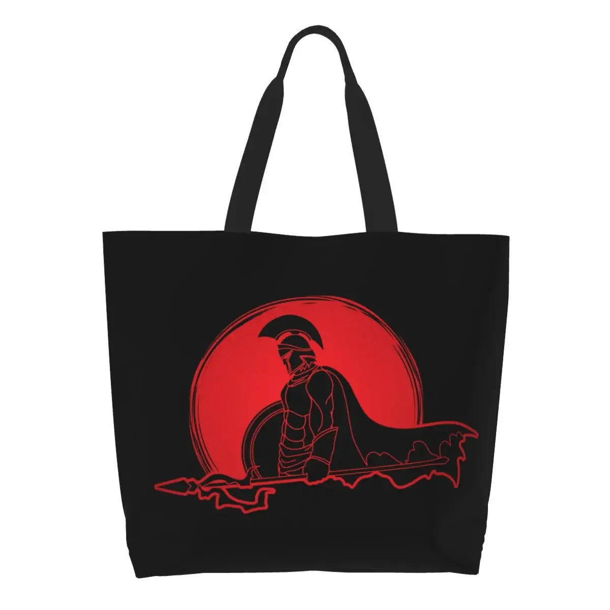 

Custom Spartan Warrior Sparta Spirit Shopping Canvas Bag Women Durable Big Capacity Groceries Tote Shopper Bags