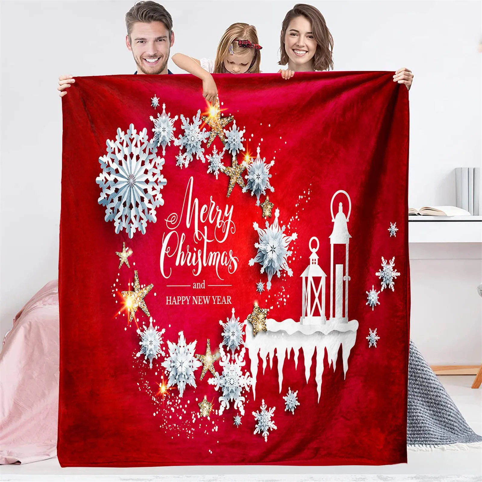 

Fashion Flannel Blankets Merry Christmas and Happy New Years Gifts for Boys Girls 3D Print Throw Blanket Thin Quilt Dropshipping