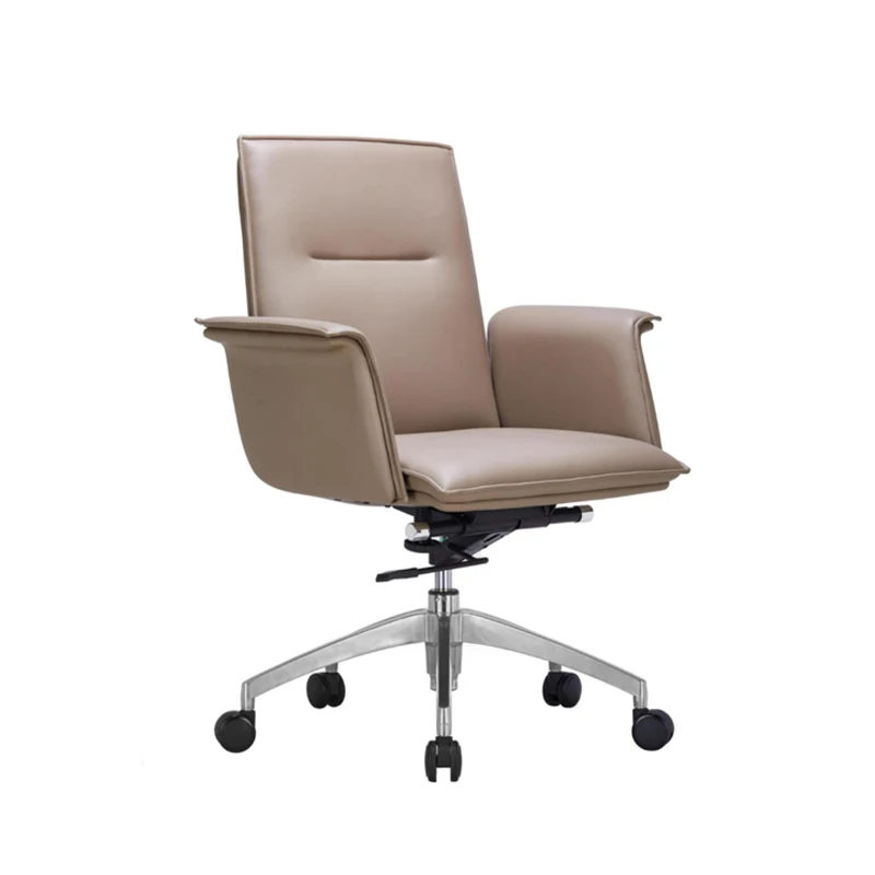 

Wholesale Price Brown Executive Office Chairs Leather Ergonomic Middle Back Office Chair for Reception and Meeting Room