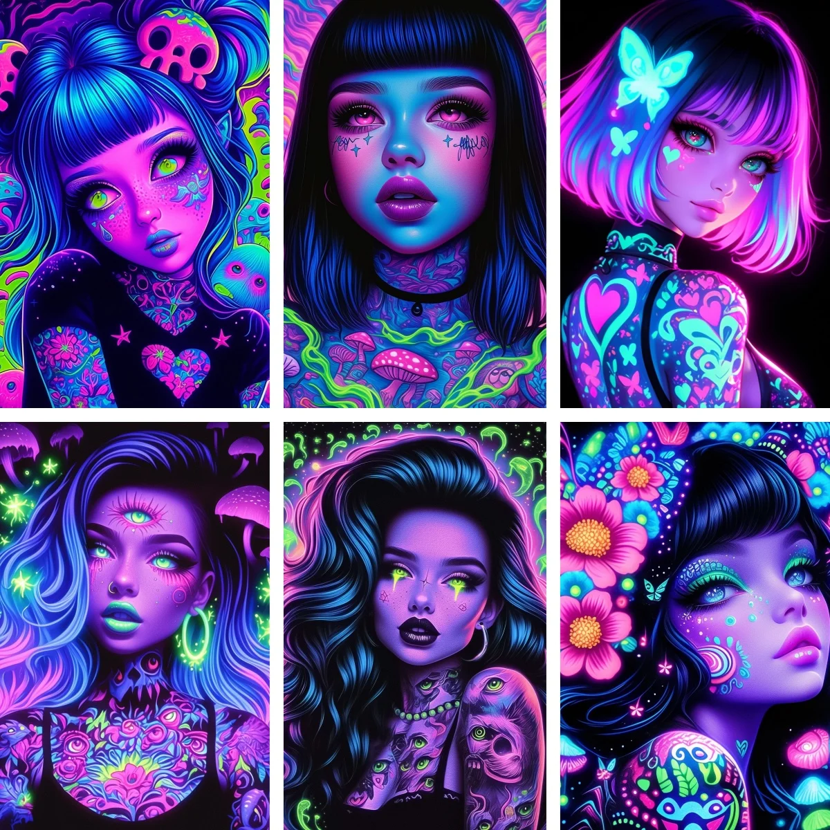 

Futuristic Neon Light Girl Pop Art Diamond Mosaic Painting , Diy Embroidery Diamond Art Trendy Room Decor for Dance Studio