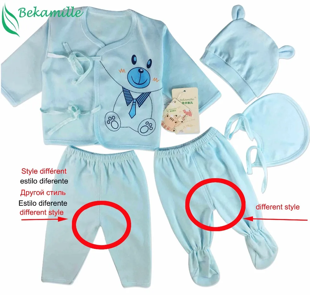 Newborn Baby Sets (5pcs/set) Soft Clothing Cotton Fashion Boys Girls Suits