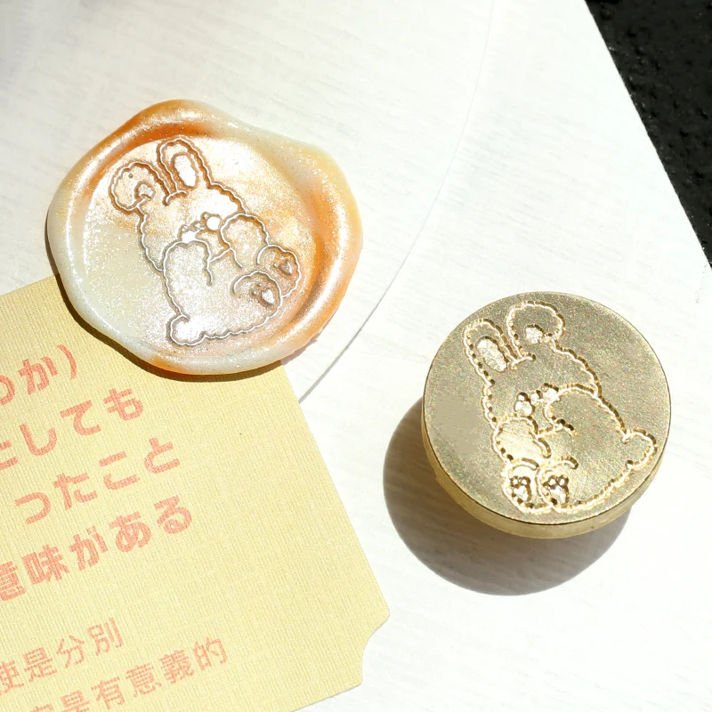 New Wax Seal Stamp Cute Rabbit Waxing Seal Toy Envelope Scrapbook Fire Paint DIY Embossed Seal Copper Head Metal Seal Brass Head