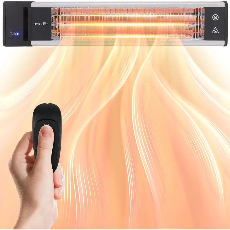 Infrared Patio Heater, 1500W, IP65 Approved, Odorless, Wall-Mounted Electric Heater With Remote, Indoor/Outdoor For P