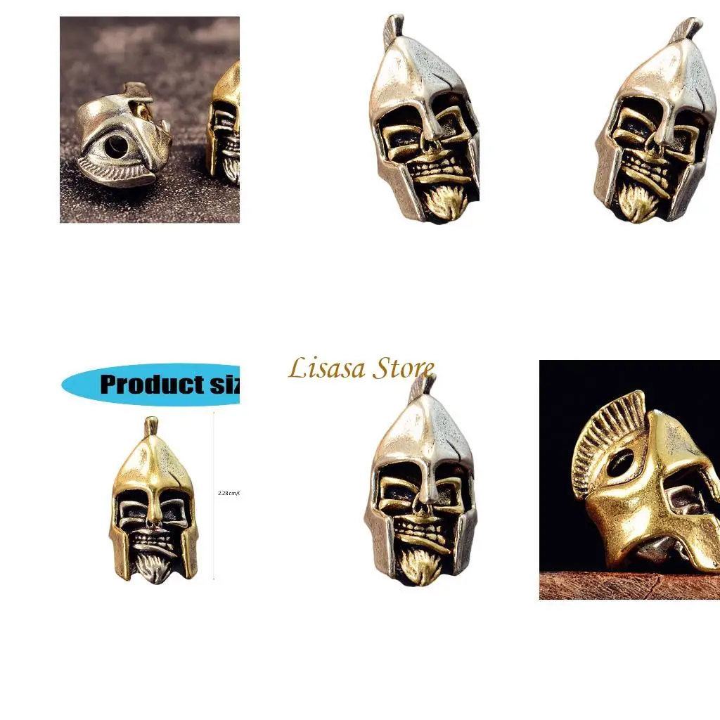 

M6CC Helmet Skull Beads for Crafting Unique Charm Accessories and Paracord Enthusiast Gear Large Hole Helmet Collectibles