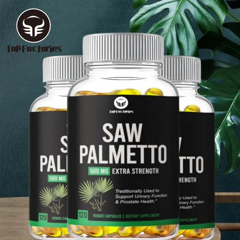 

Men's Saw Palmetto Prostate Supplement DHT Blocker for Hair Growth & Reduced Frequent Urination Vegan Capsules 120 Count