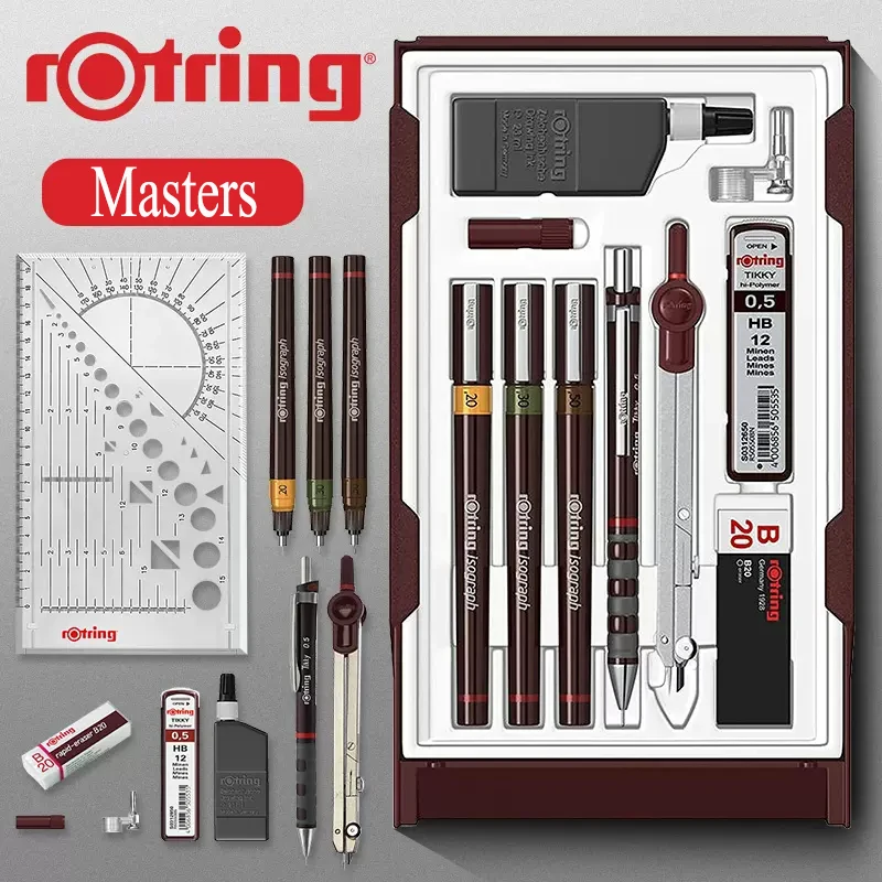 German Rotring Isograph Needle Pen Set, Curso impermeável, Engenheiro arquitetônico, Desenho profissional, Quadrinhos Fineliner