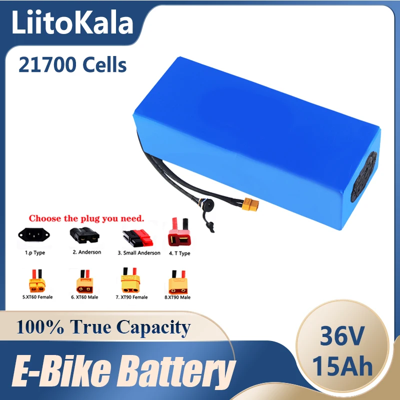 LiitoKala 21700 battery 36V 30Ah 25Ah 20Ah 15Ah 40Ah 50Ah 45Ah battery pack high power battery 42V Ebike electric bicycle 42V 5A