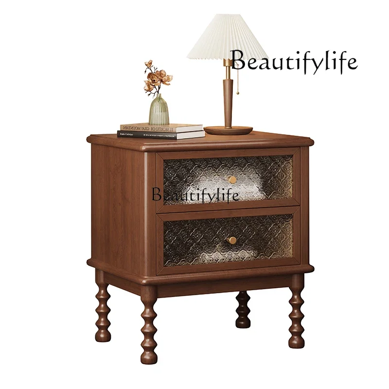 

44Italian antique style solid wood bedside table household bedroom simple shelf