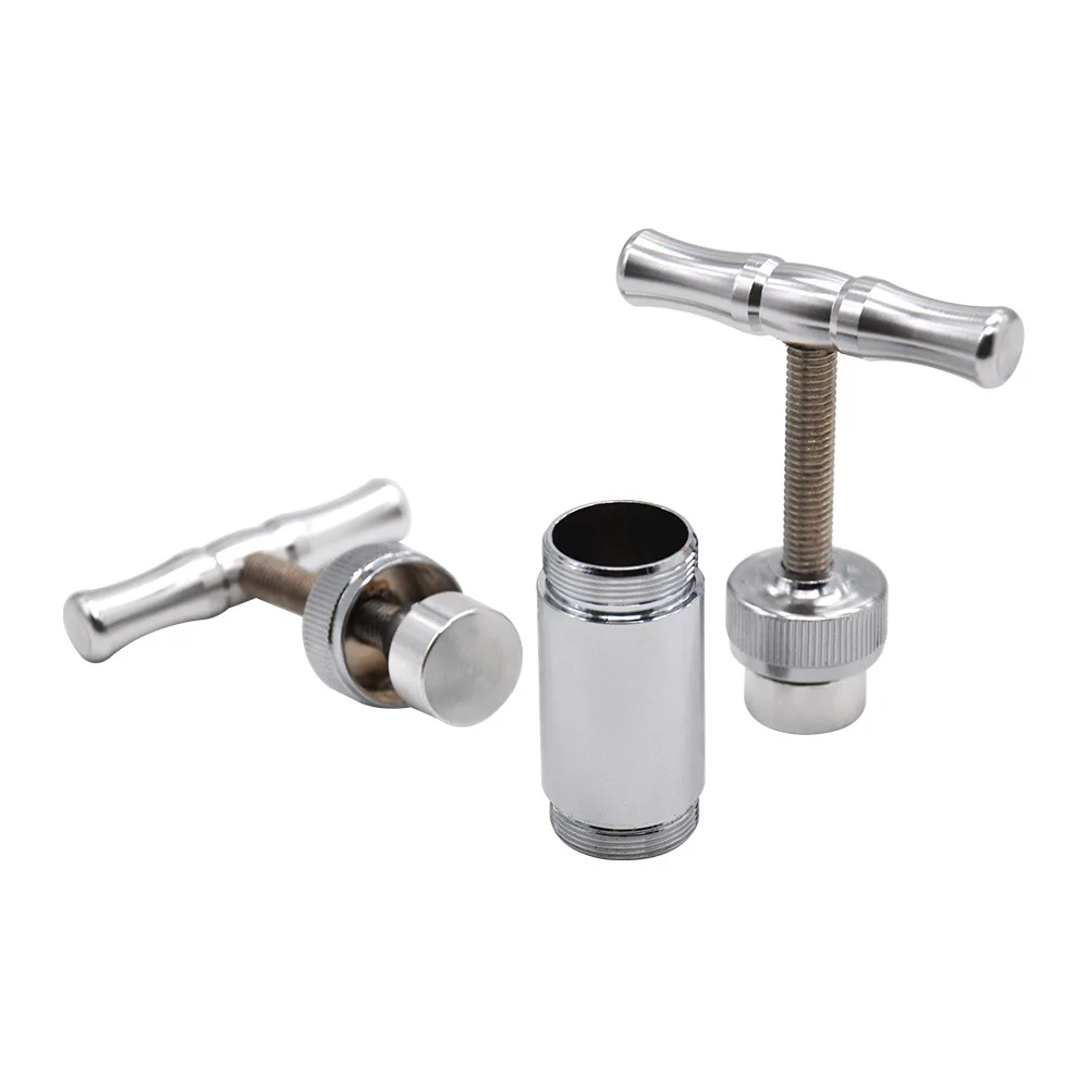 Presse à tabac portable à double tête en argent, compresseur en alliage d\'aluminium, broyeur pour pipe à fumer, accessoires pour magasin de tabac,