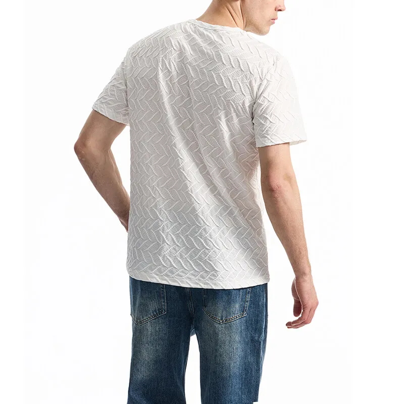 Men Summer T-shirts Short Sleeve Tops Tees Crewneck Dimond Shape Design Shirts Stand Collar Solid T shirt Tshirts T63