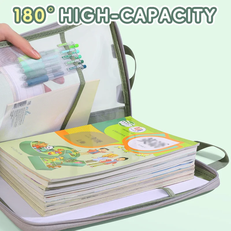 Huajie A4 Document Bag, Transparent Large Opening File Bag, Zipper-Type Large Capacity Document Storage Bag, Tote Bag, Student Book Bag, Tutoring Bag, Test Paper Bag, Mesh Subject Classification Bag, Homework Bag, Study Bag