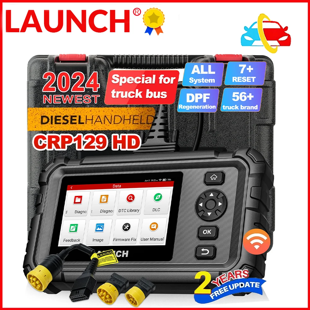 2024 LAUNCH Diesel Handheld Scannner CRP129 HD Truck Scanner,Full System diagnotic , 7 Resets,DPF regeneration,support 56+ brand