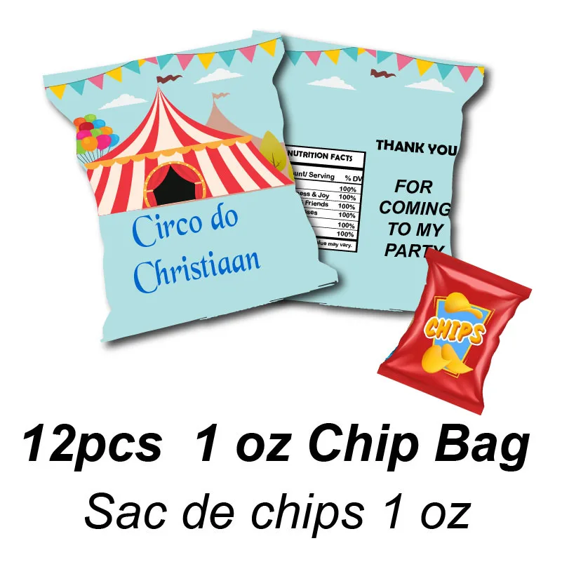 Circus Themed Stickers Labels for Water Bottle Juice Pouch Snack Bag Candy Wrapper Custom Baby Shower Birthday Party Supplier