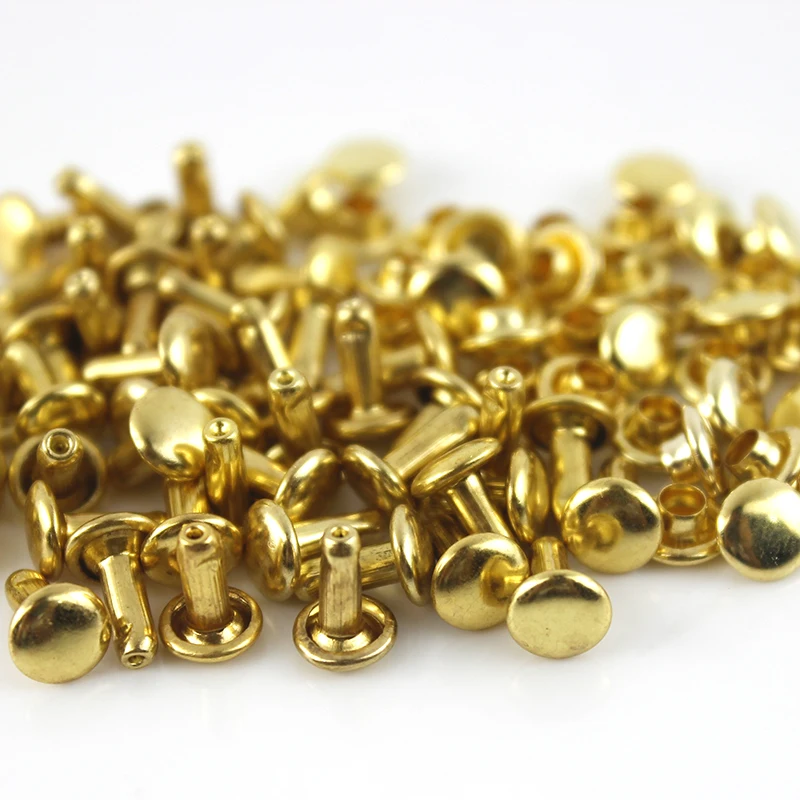 100sets Metal Double Cap Rivets Studs Round Rivet for Leather Craft Bag Belt Clothing Garment Shoes Pet Collar Decor More Size