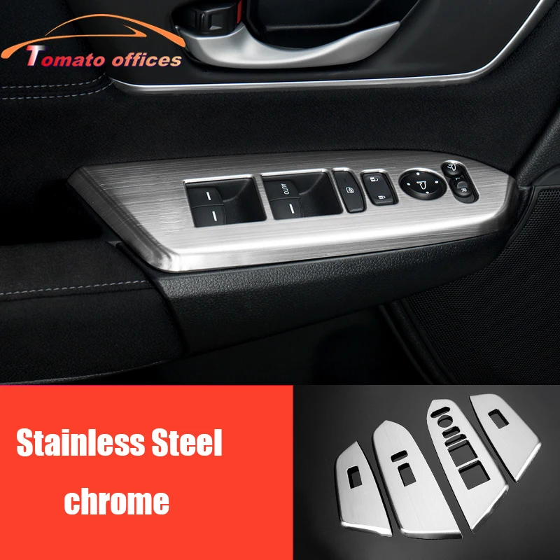 

Stainless Steel For Honda CR-V CRV 2017 2018 2019 2020 Car Door Window Button Panel Glass Switch Cover Trim Car styling 4pcs