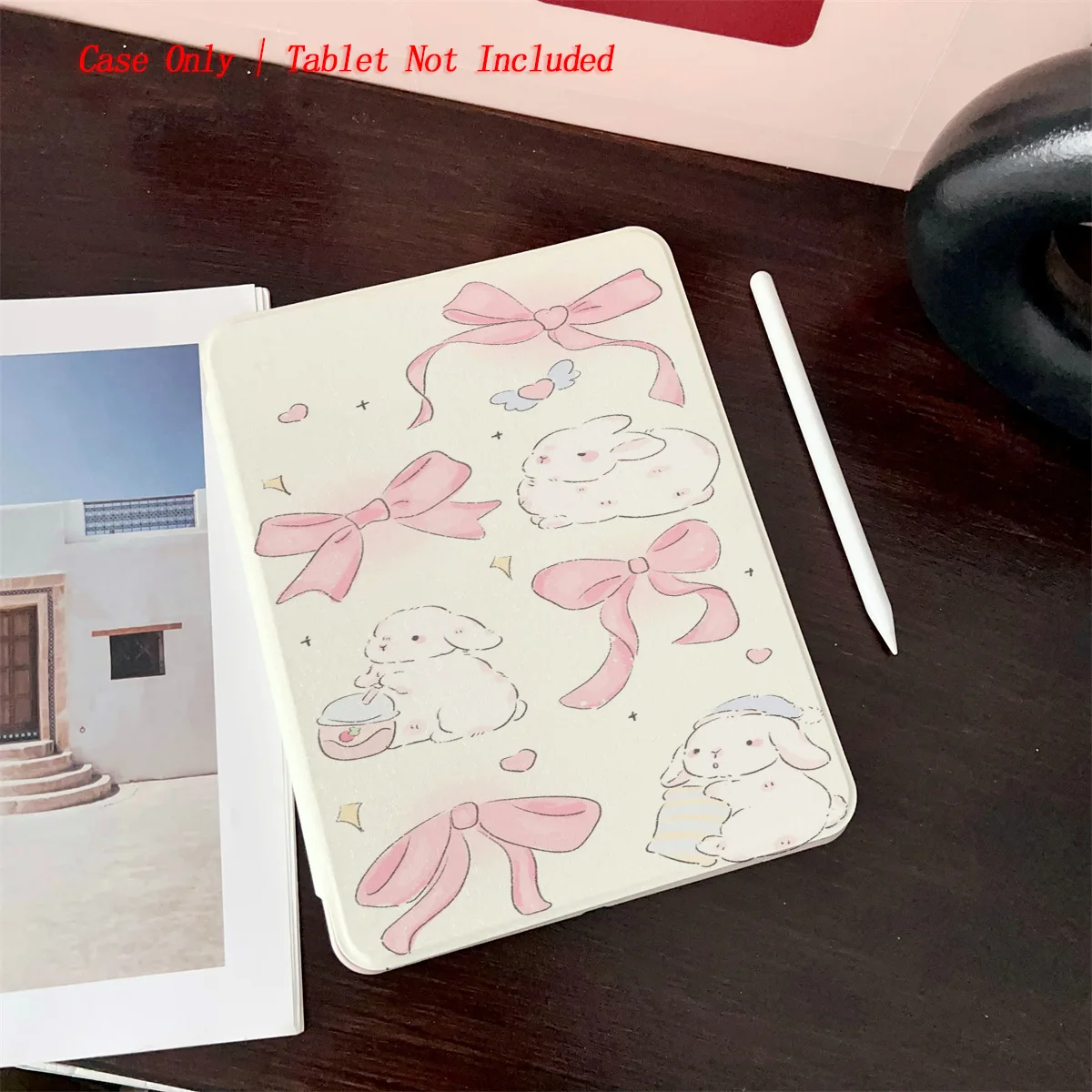 

8 Fresh Style Printed iPad Case, 360° Rotating Stand & Pen Slot,Book Style, Auto Sleep/Wake, Compatible with Various Apple iPads