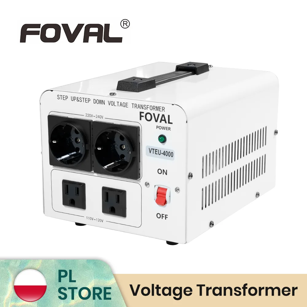 Trasformatore di tensione Foval, per aumentare o diminuire la tensione, con prese europee e americane, converte tra 110-120 V e 220-230 V, ideale per viaggi, uso domestico e per alimentare