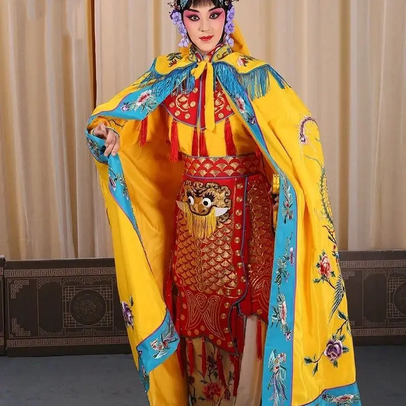 Huadan Performance Costume Scales And Armor Farewell My Concubine Peking Opera Stage Dress Yu Ji Performance Cloak