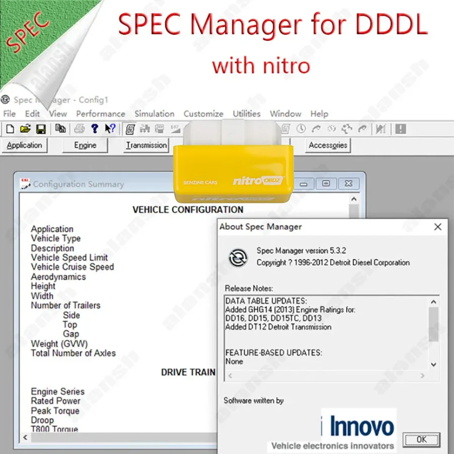 

Программное обеспечение Detroit Diesel SPEC Manager 5.3.2 для DDDL DD16 DD15 DD15TC DD13 GHG14 DT12 + адаптер Nitro в подарок