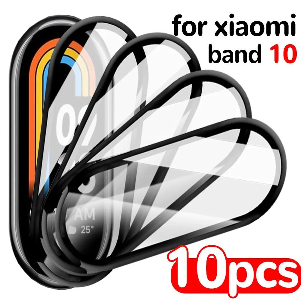 샤오미 밴드 10용 스크린 보호필름 1-10개, 풀 커버 소프트 PMMA HD 보호필름, MiBand 10용 곡면 보호 (유리 아님)