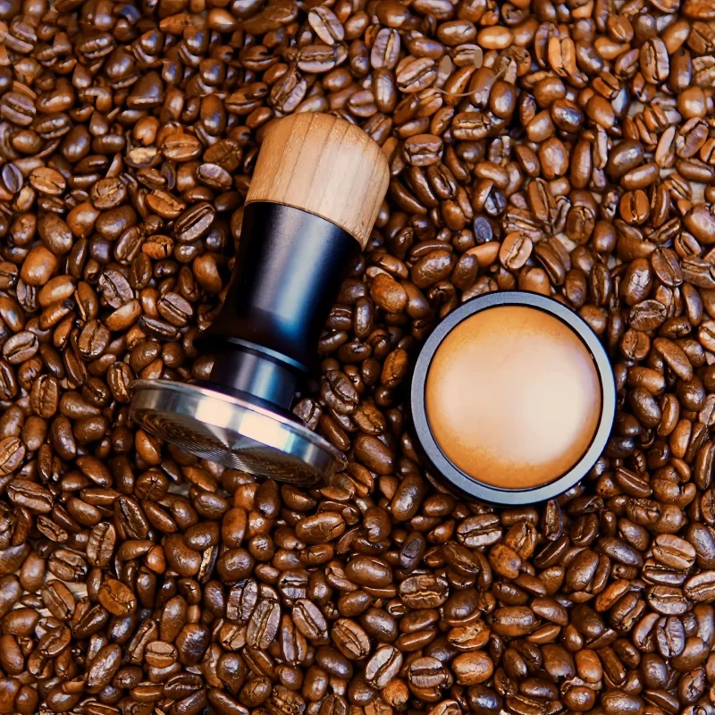 

51/53/58MM Coffee Tamper Walnut Wood Espresso Tamper Stainless Steel Constant Pressure Elasticity Coffee Hammer Barista Tools