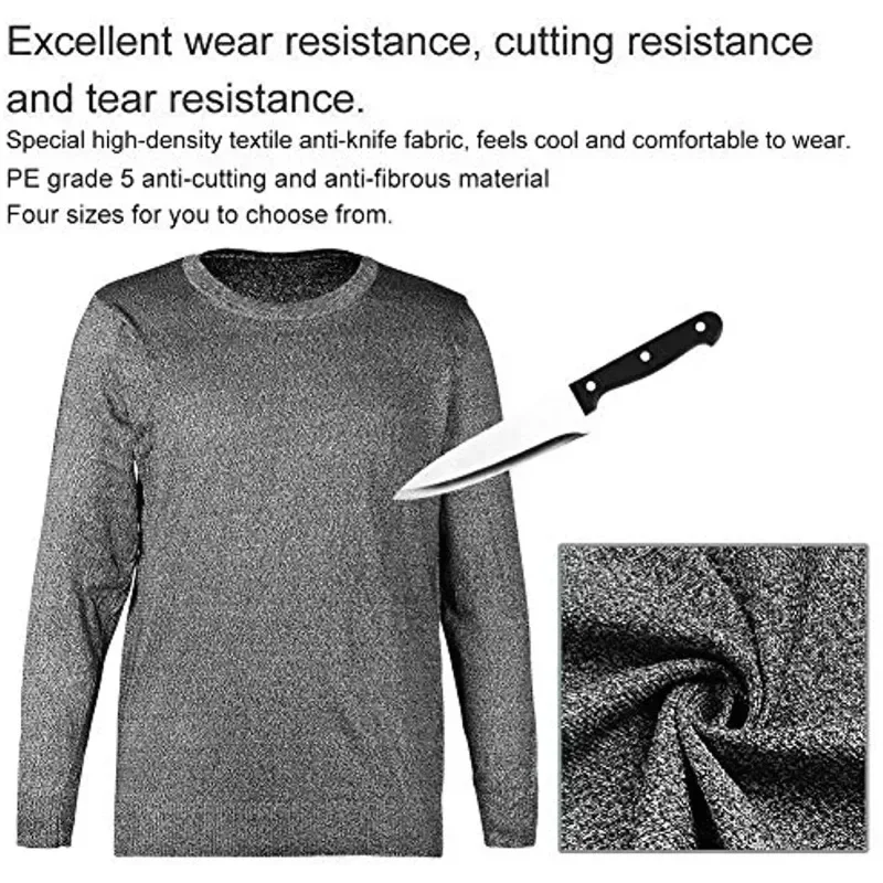 5-level Protective Gear with Round Neck and Long Sleeves Safety Protection Cut-proof and Shatter-resistant Clothes(XXL)