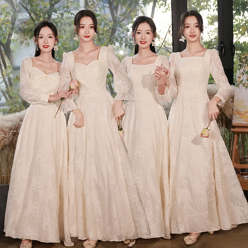 

Wedding Party Bridesmaid Team Dresses Champagne Sexy Elegant Prom Dress Company Annual Meeting Banquet Evening Gowns Vestidos