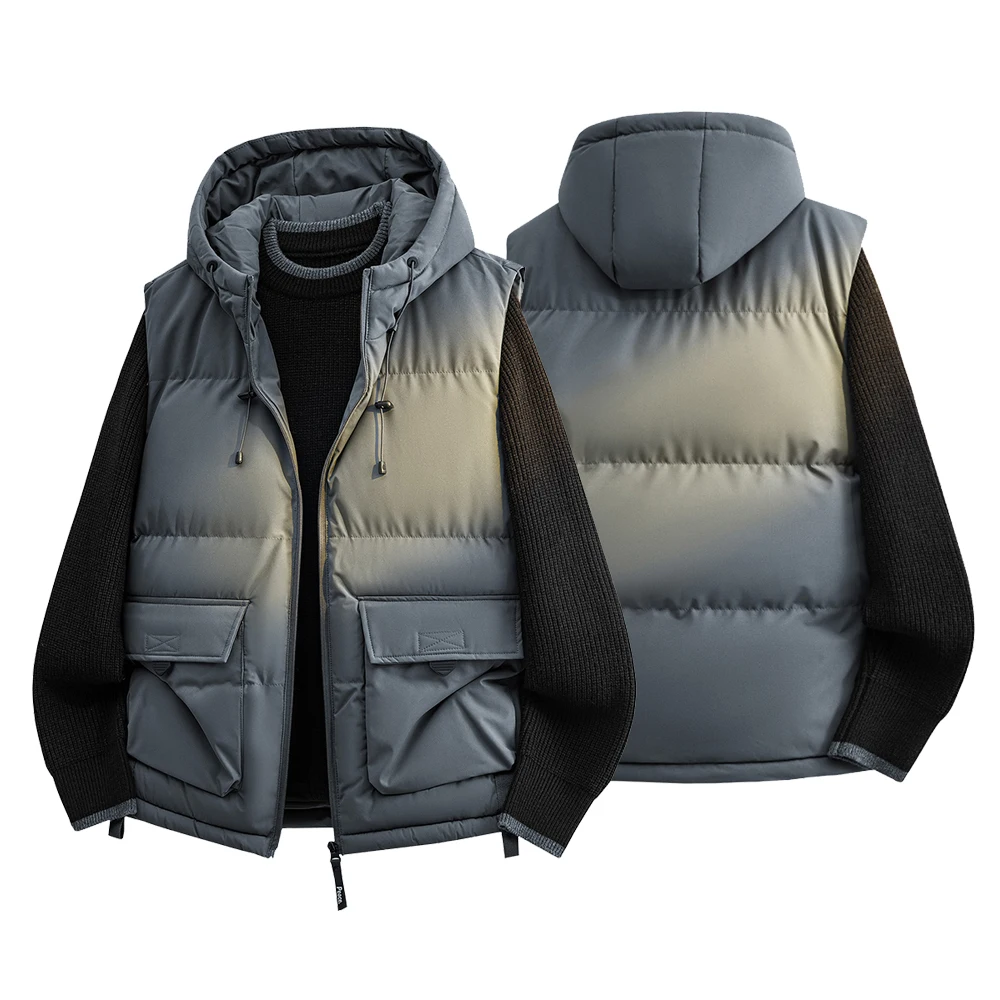 

2025 New Winter Thickened Warm Sleeveless Waistcoat Thick Fashion Casual Couple's Sleeveless Vest Men's Loose Hooded Gilet Coat