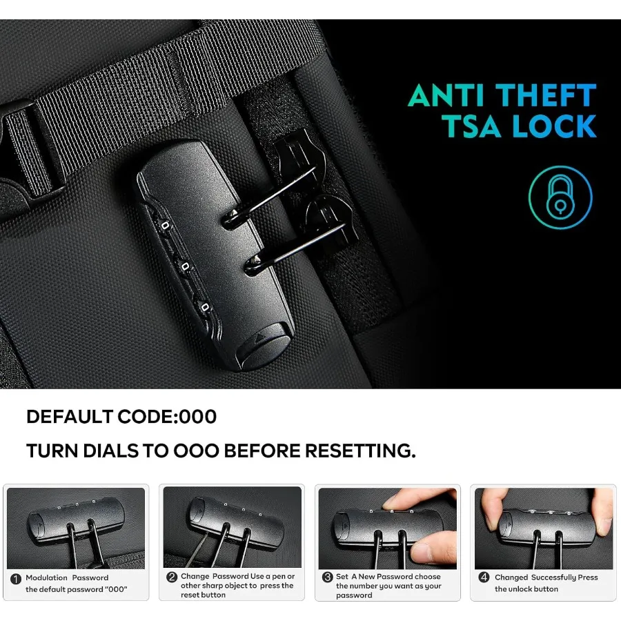 Mochila de viagem BANGE com compartimento para laptop de 15,6 polegadas e trava TSA para homens e mulheres, resistente à água, grande voo de mão Ap