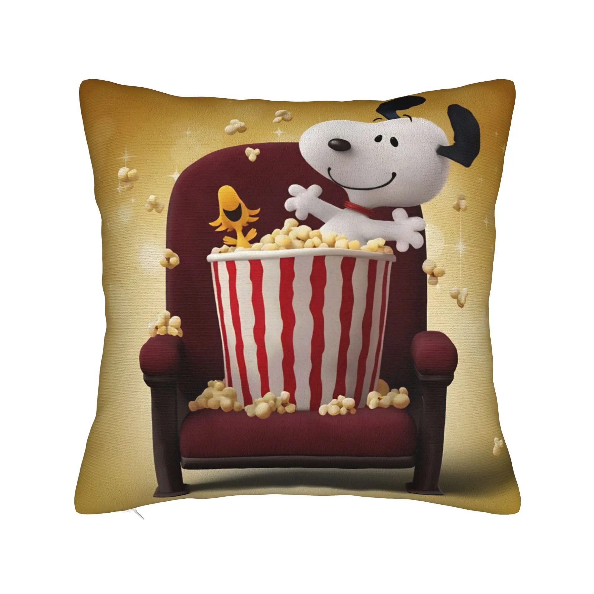 S-Snoopys Movie Square Pillow Cases Lovely Winter Holiday Cushion Cover Novelty Polyester Decorative Pillowcase for Home 45*45cm