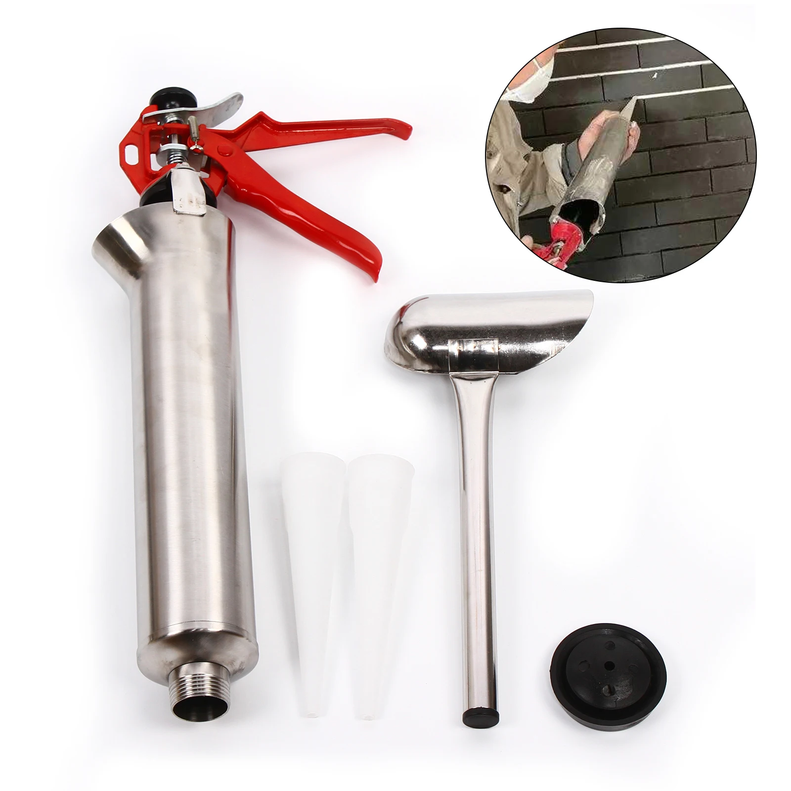 

Grouting Mortar Sprayer Applicator Tool Mortar Pointing Grouting Gun Cement Lime Wall Sewing Gun with 2 Plastic Nozzle