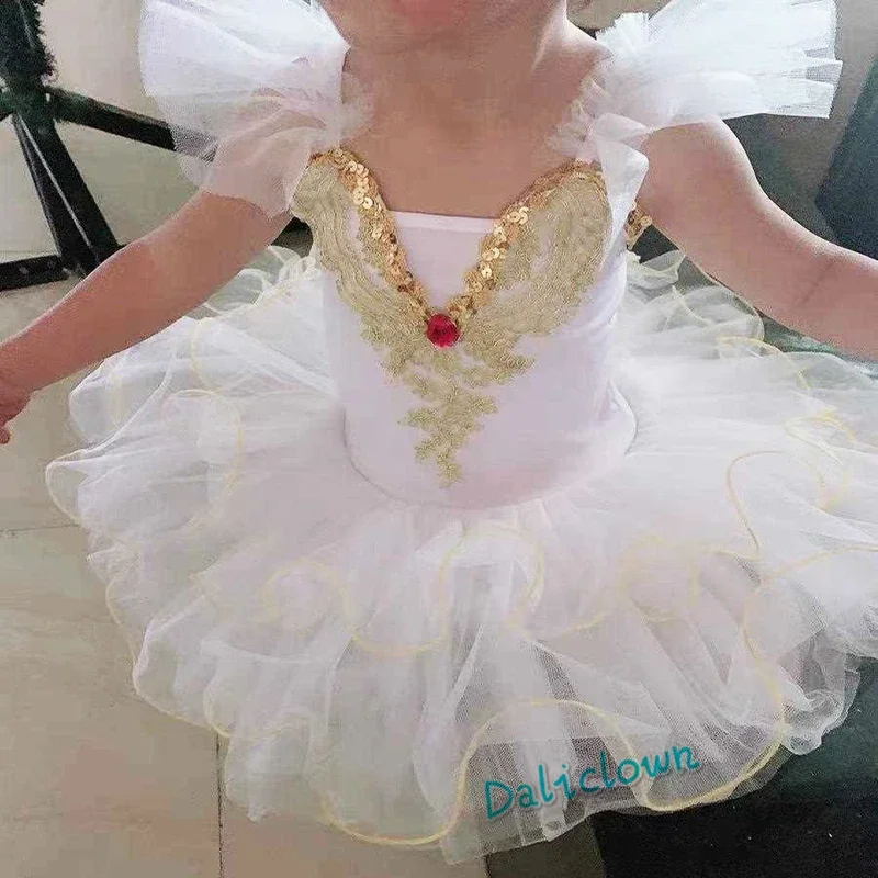 EE01 Tutú de Ballet blanco del lago de los cisnes para niña, ropa de baile de fiesta de princesa bailarina, traje de Ballet de baile para bebés y niños pequeños, leotardo y 0Ww
