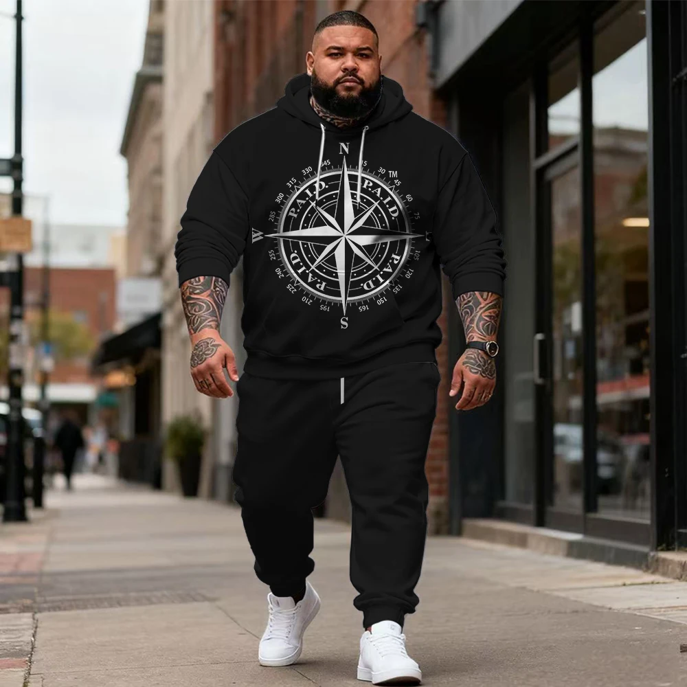 

S-9xl Комплект толстовок больших размеров с капюшоном большого и высокого размера с морским ощущением — состоящий из 2 предметов, свежий модный, дышащий материал, дизайн с акцентом якоря