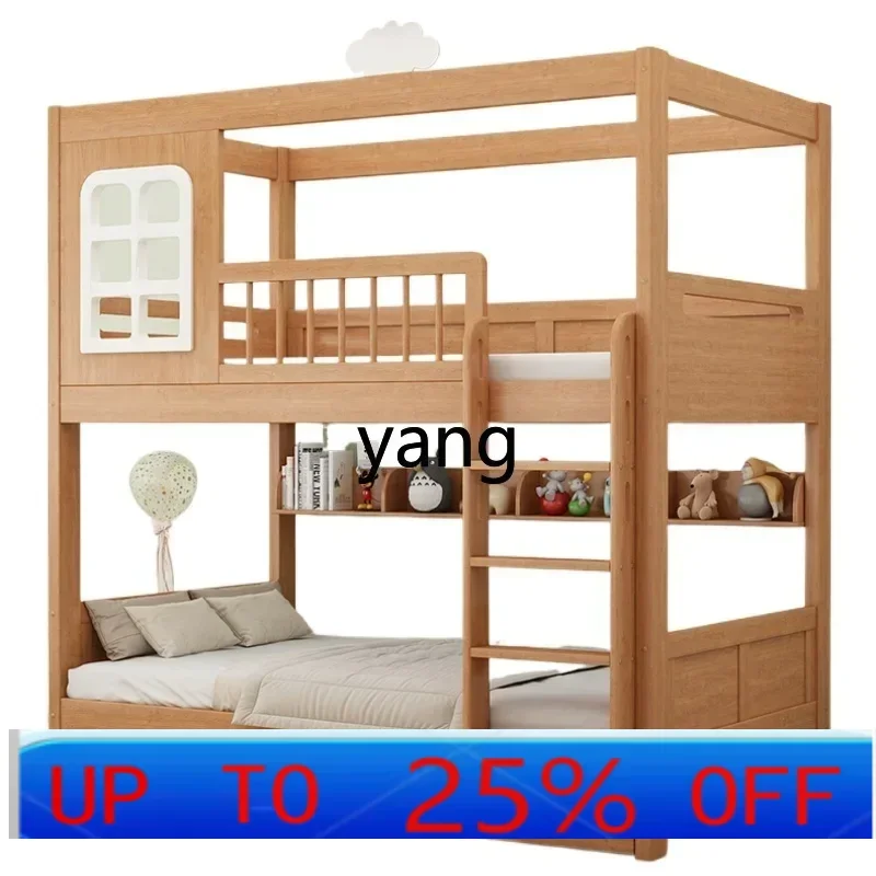

LTT all solid wood bunk double-layer guardrail heightened anti-drop mother and child bed