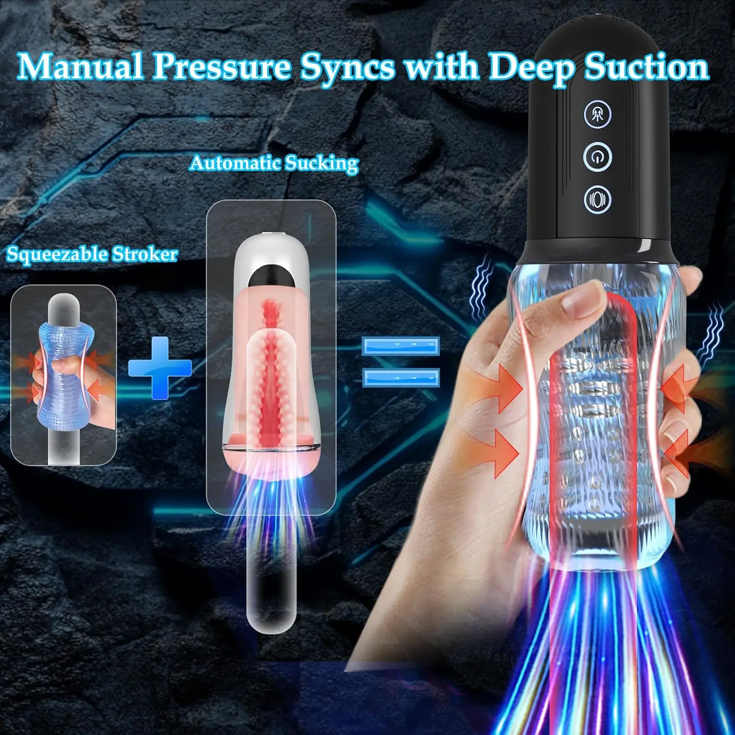 جهاز استمناء للرجال ألعاب جنسية للبالغين للرجال - أكمام فائقة النعومة قابلة للعصر مص تلقائي تهتز اللسان آلة الجنس القضيب بوم #2