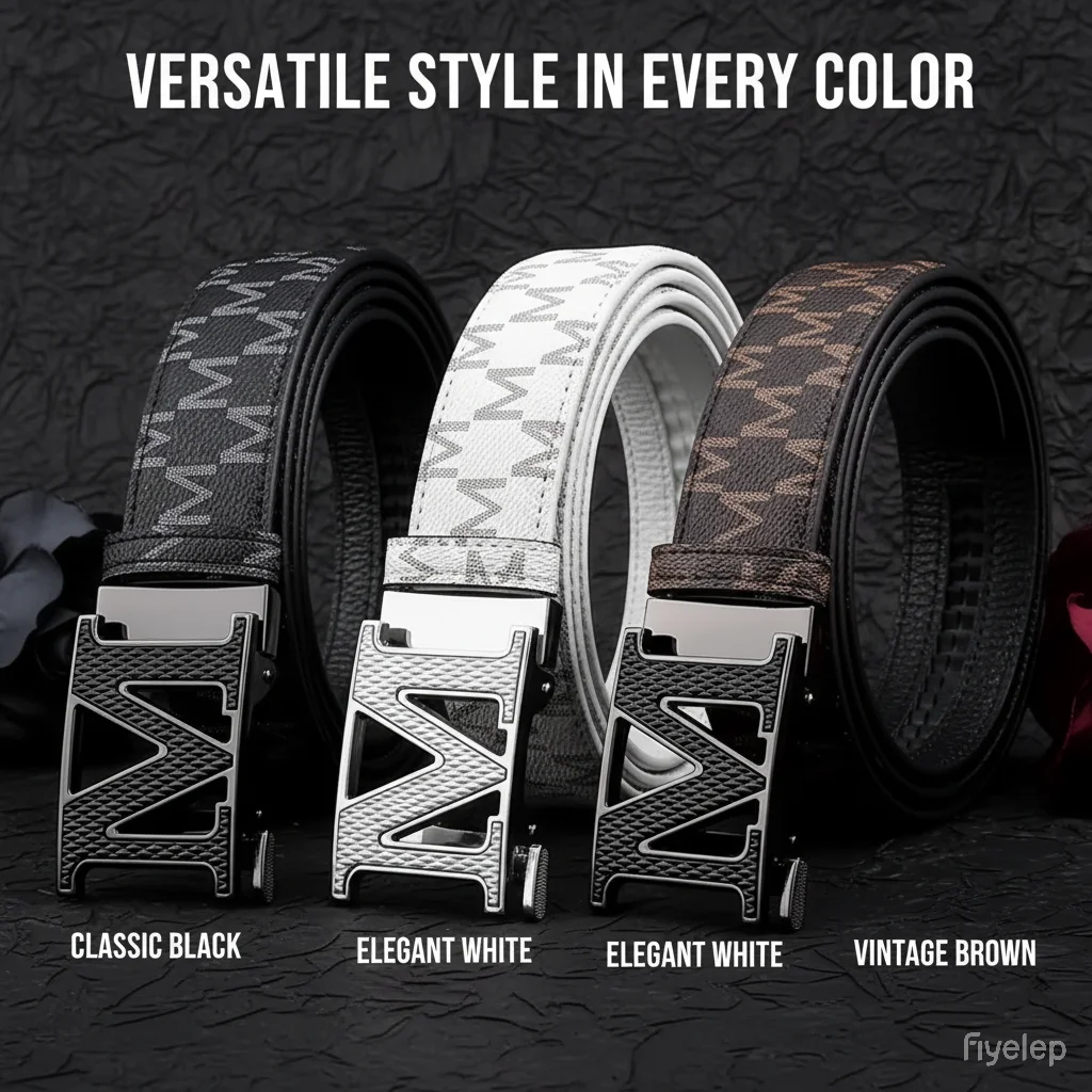 New Men's Fashion Belt M Men's Belt Accessories High-Quality Alloy Automatic Buckle Belt Letter Print Multifunctional Belt