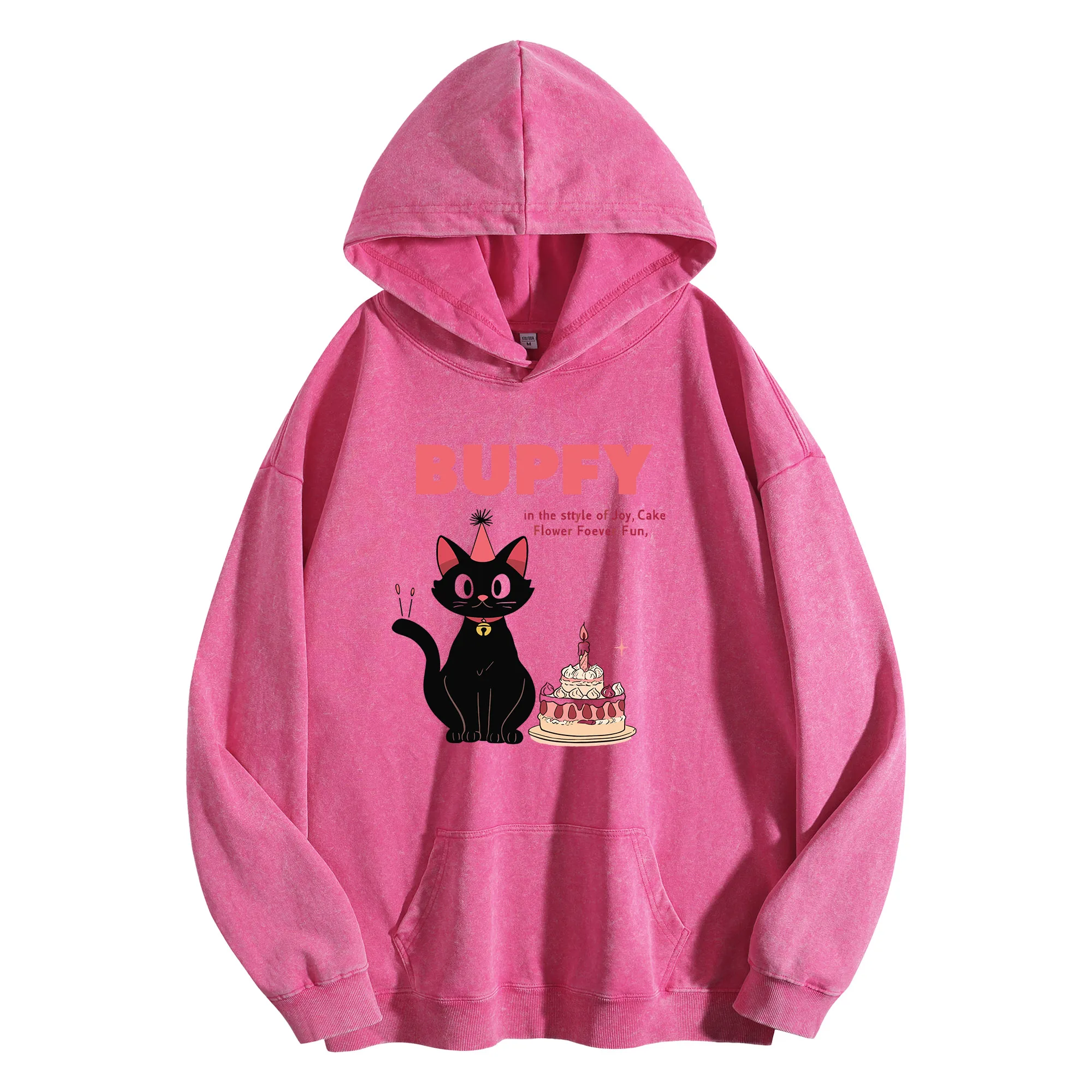 BUPEFY طباعة جرافيك 400G هوديي عتيق مغسول للجنسين بلوفر كبير الحجم ملابس الشارع مجموعة الخريف/الشتاء #2