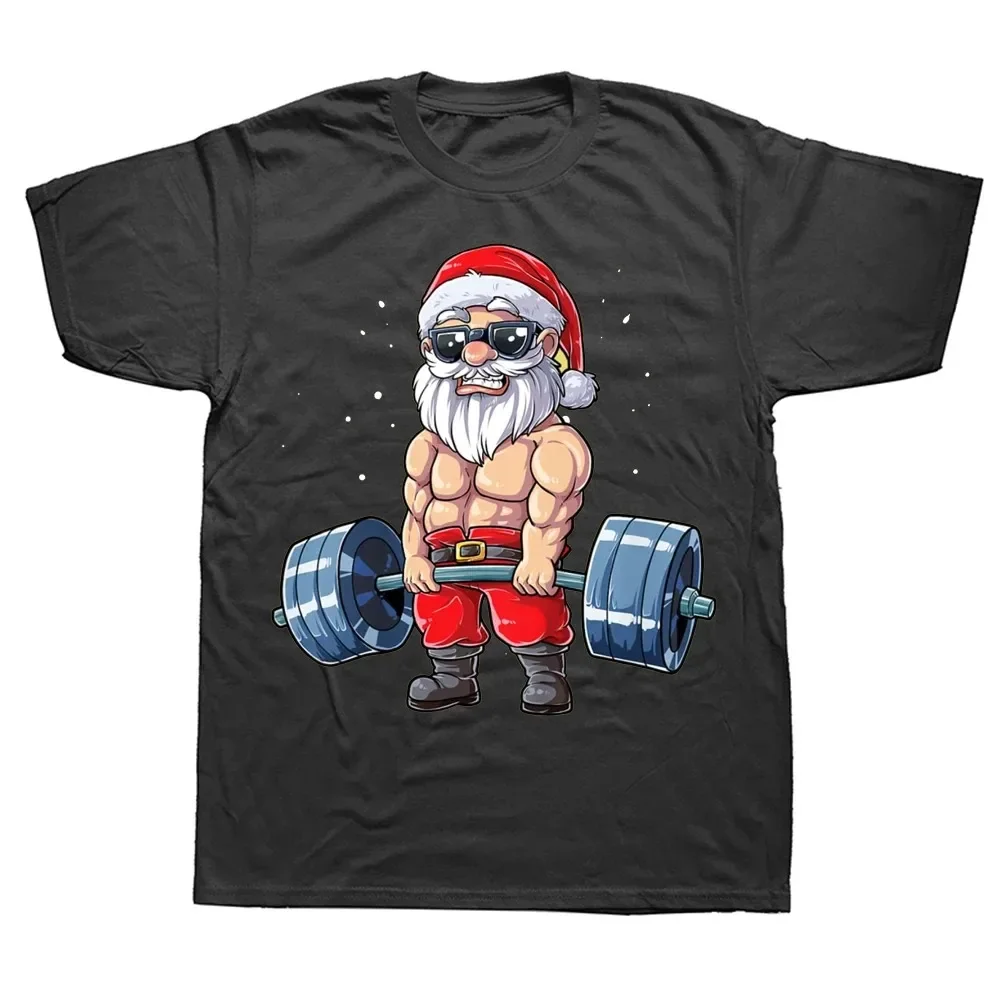 

Funny Santa Weightlifting Christmas Gym Printed T Shirts Graphic Streetwear Short Sleeve Women Summer Casual Tshirt Clothing