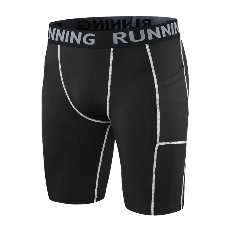 Men Tight Shorts Quick Dry Thin Running Sport Shorts Pockets Outdoor Marathon Compression Shorts  Stretch Training Shorts