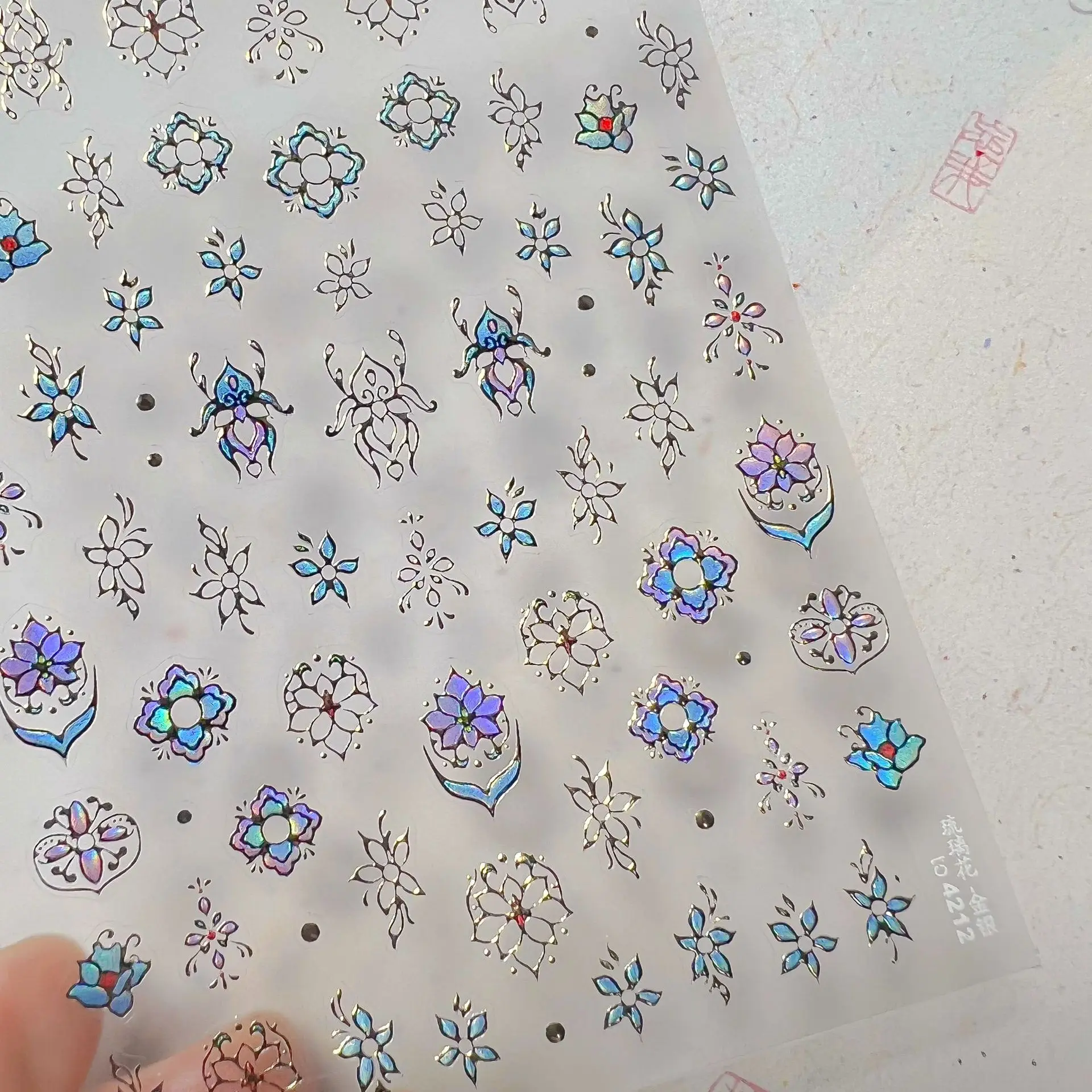 Bohemian 5D Nail Art Sticker Colorful Gold Stars Crescent Moon Tribal Totem Pattern Self Adhesive Decoration Manicure Decal DIY