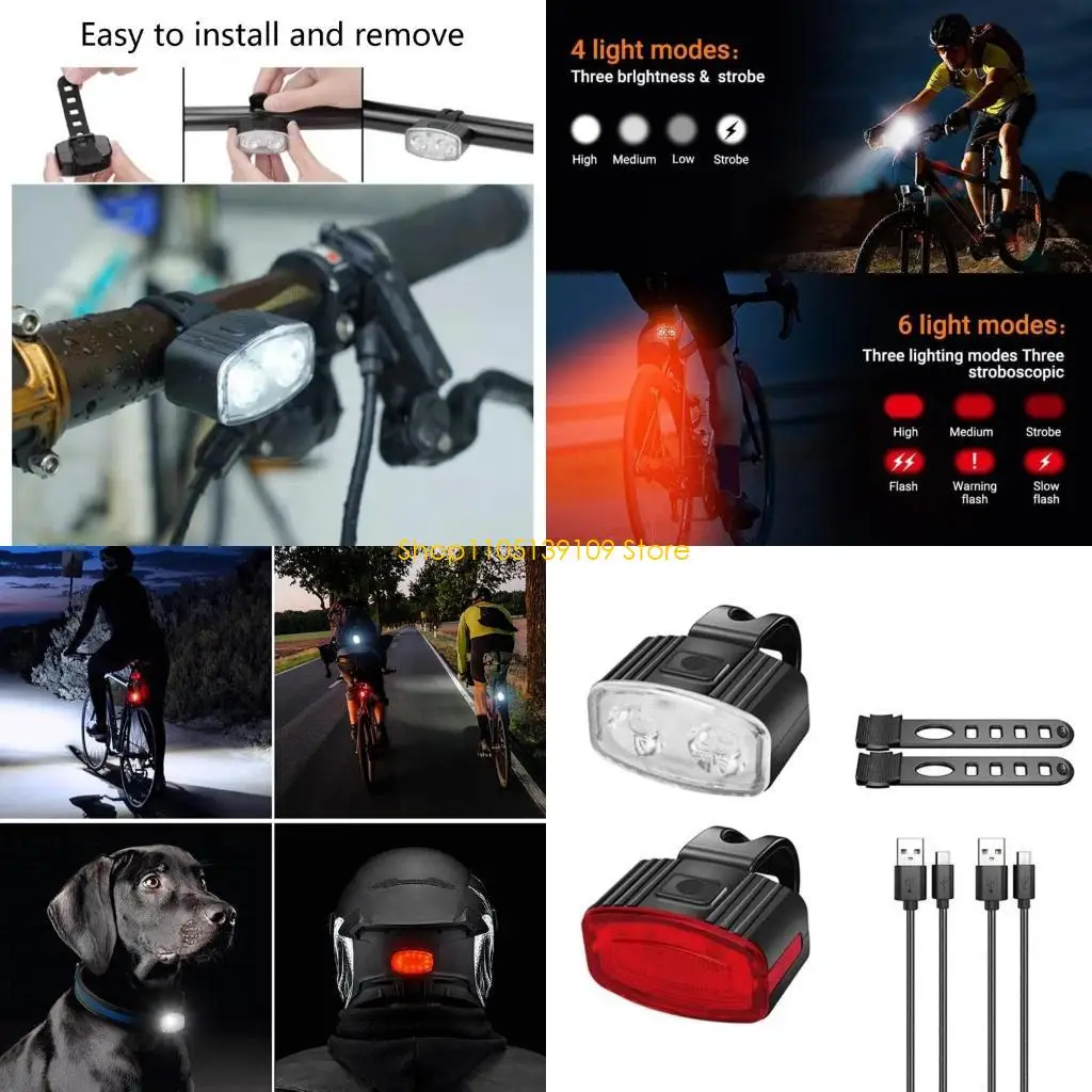LED Bike Front and Rear Lights with Rechargeable Battery & Weatherproof Designs Simple Installs for Outdoor Adventures
