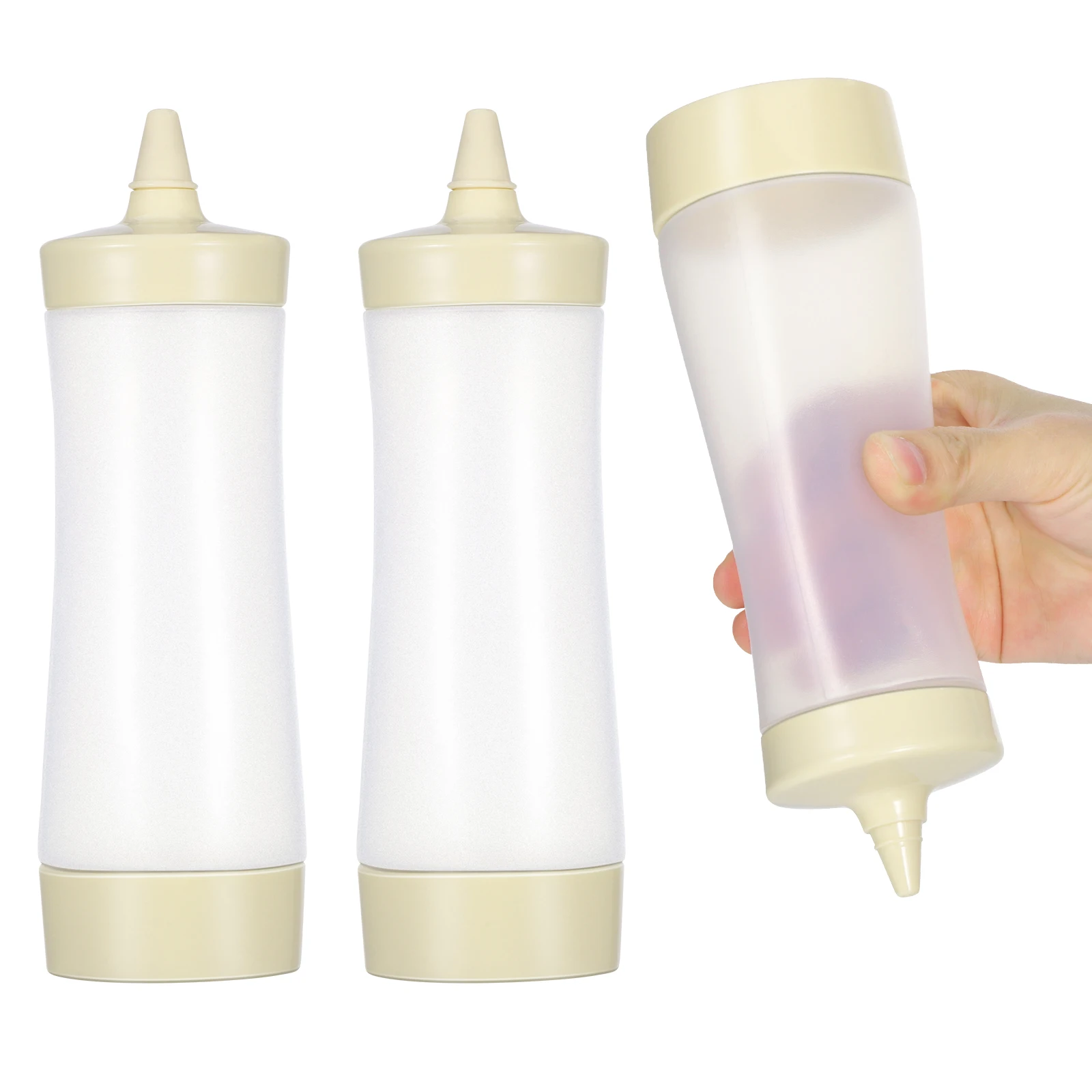 

3Pcs Squeeze Bottles Plastic Condiment Dispensers Kitchen Sauce Containers Leakproof for Ketchup Mustard Dressing Bbq Camping