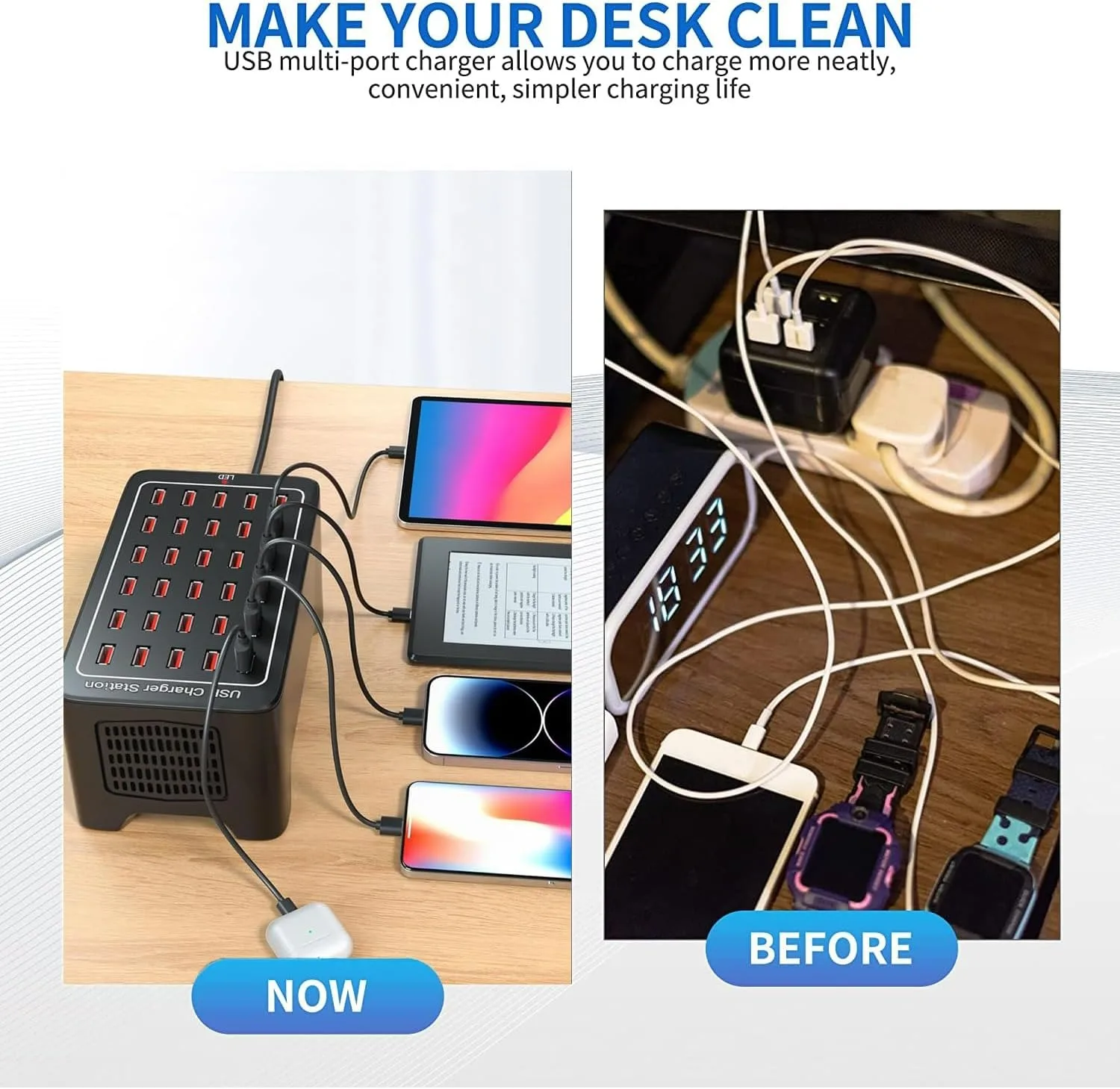 20/30 منفذ شاحن USB 100 واط/150 واط شاحن USB ذكي سطح المكتب محور شحن محطة شحن متعددة المنافذ لأجهزة سامسونج/آيفون/آي باد/التبويب