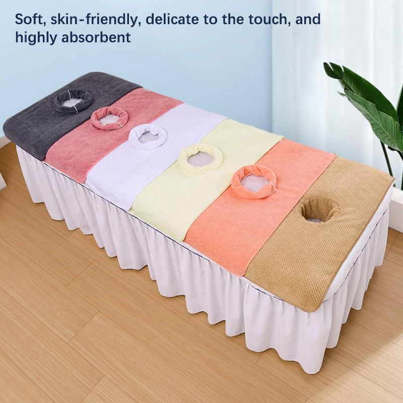 

Thickened Beauty Spa Massage Table Planking Face Towel Pineapple Lattice With Hole Bed Bandana Cosmetic Towels Warmer For Spa