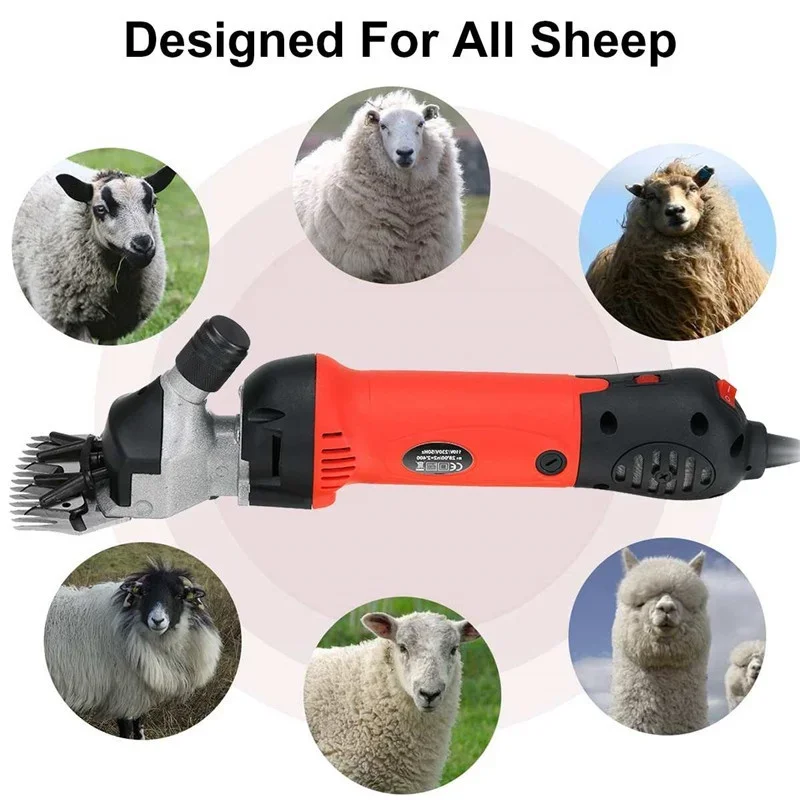 1500W Adjustable Heavy Duty Electric Shearing Clipper for Shaving Fur Wool in Sheep, Goats, Cattle, and Other Farm Livestock Pet