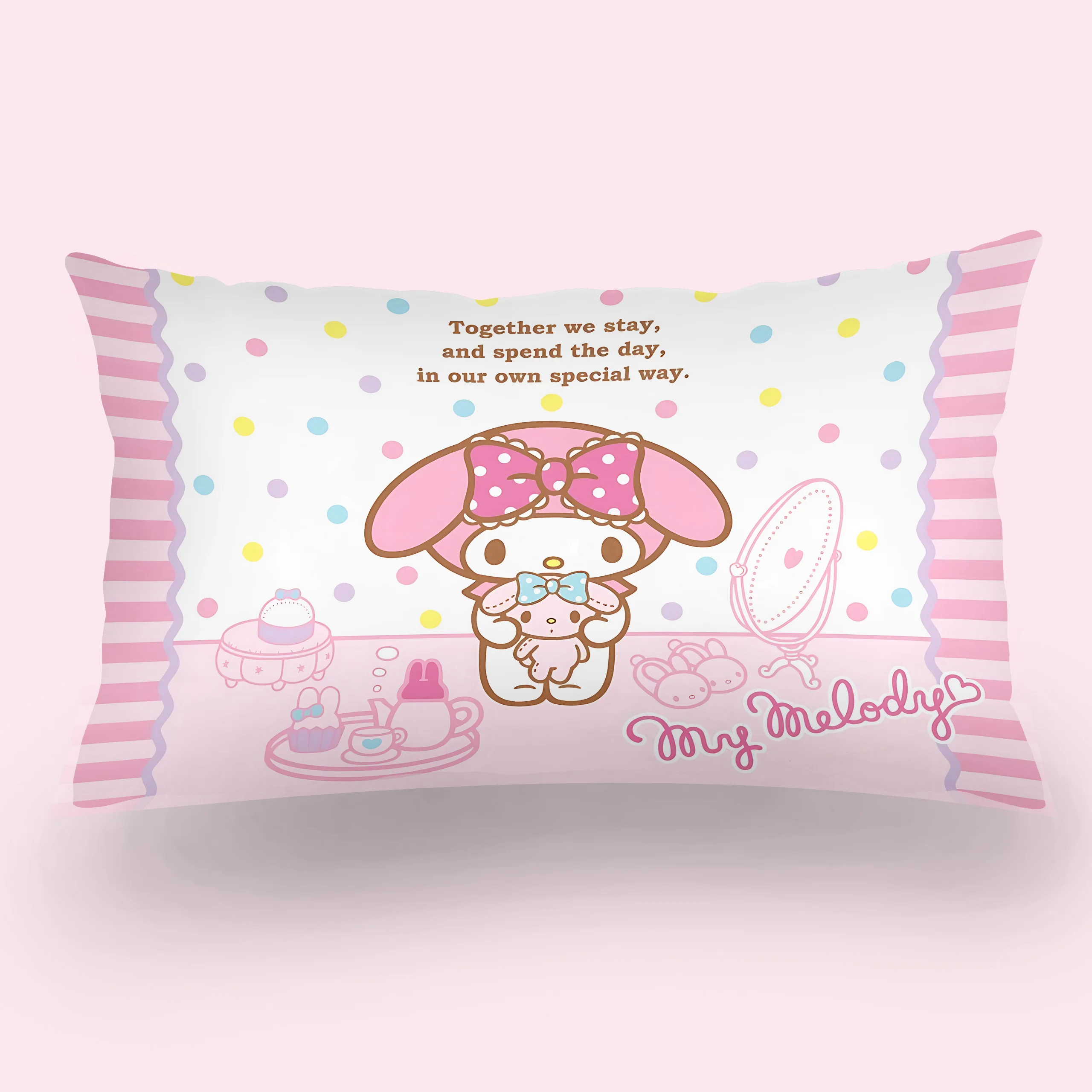 Hot Sanrios Cute Melody Double-sided Printing Rectangle Pillow Case Bedside Pillowcase Sofa Cushion Cover Room Home Decoration