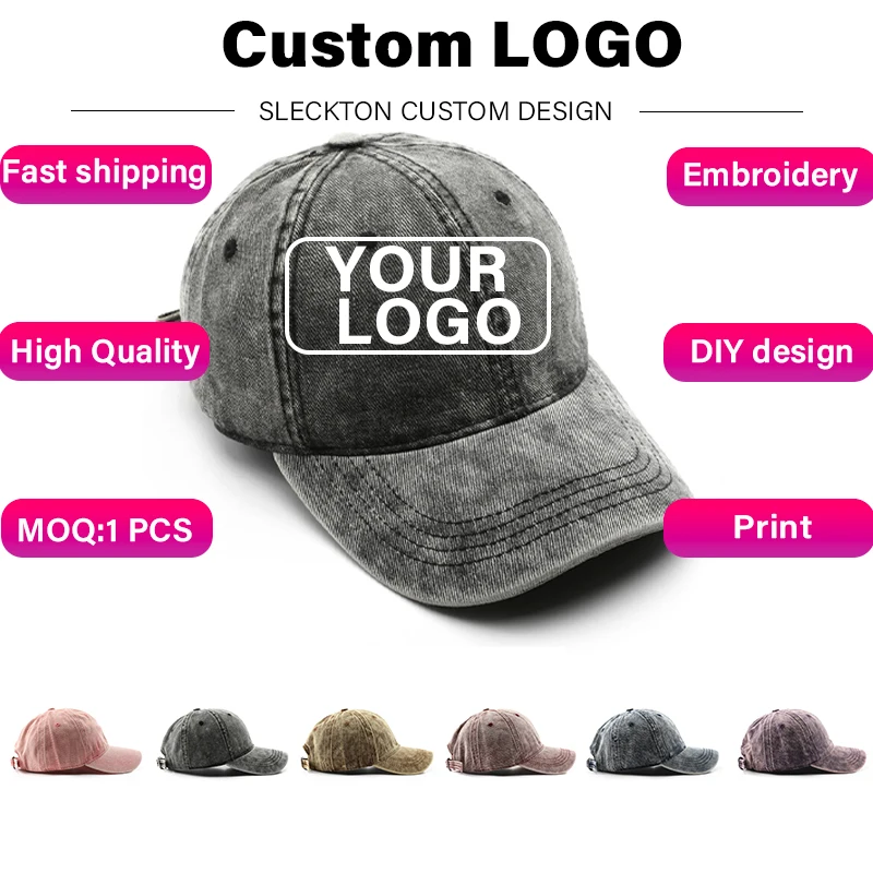 SLECKTON Custom Logo Baseball Cap for Men and Women Logo Embroidery Print Brand Design Picture DIY Cowboy Hat Unisex Wholesale