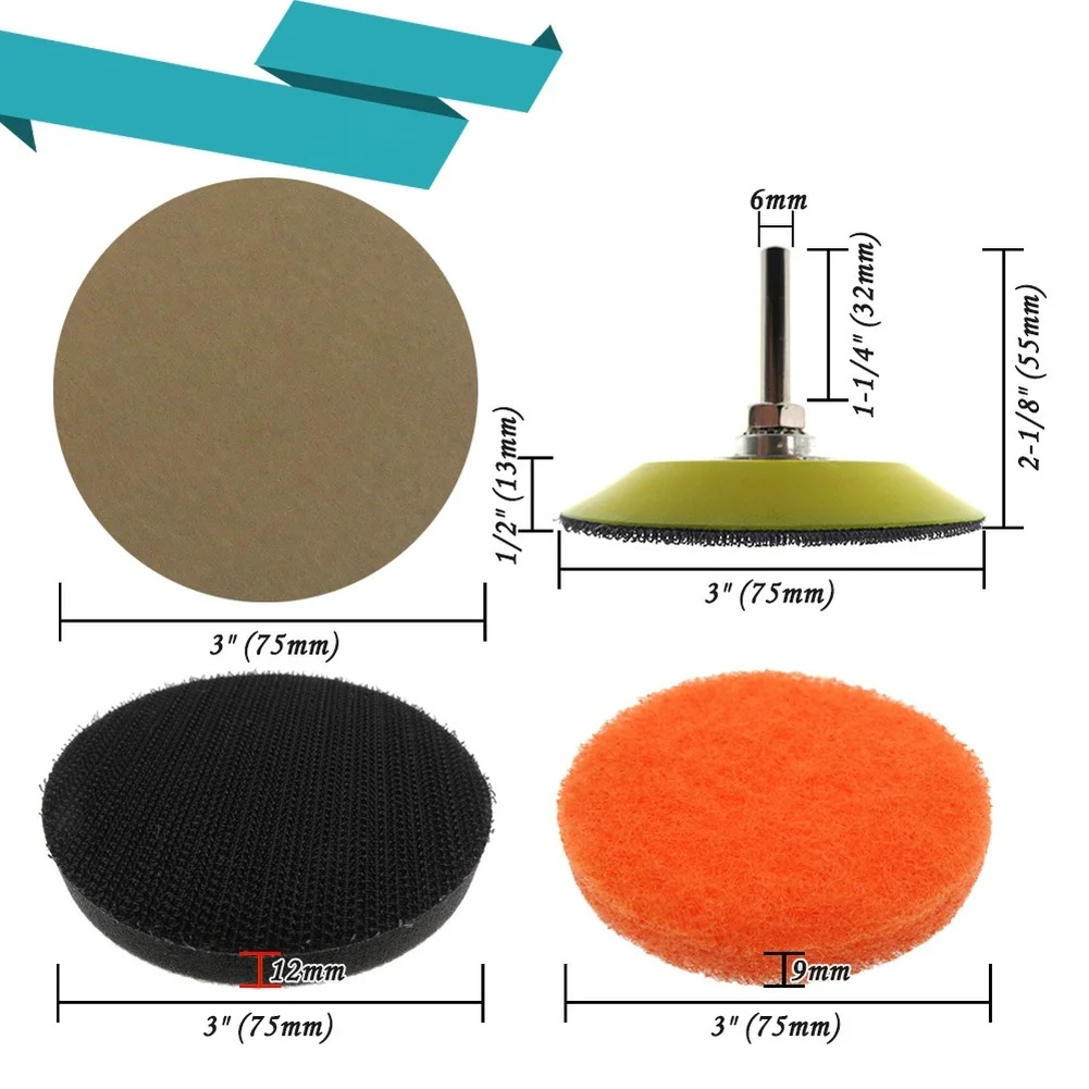 21Pcs 3 Inch Car Headlight Repair Sandpaper Sanding Discs Polishing Pads Auto Light Wheel Polish Sanding Paper Restoration Kit
